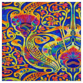 Retro Colorful Art Nouveau Pattern ファブリック (クローズアップ)