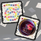 Retro Colorful Board Game Night スクエアペーパーコースター