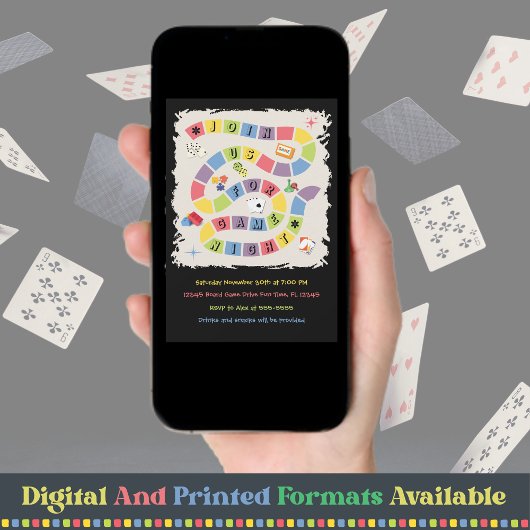 Retro Colorful Board Game Night Invitation 招待状