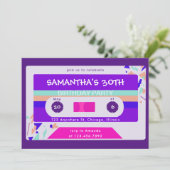 Retro Colorful Cassette Tape Birthday Party 招待状 (スタンド正面)