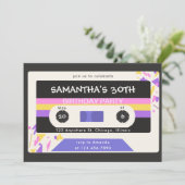 Retro Colorful Cassette Tape Birthday Party 招待状 (スタンド正面)