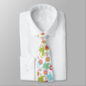 Retro Colorful Fun Cute Boy Cartoon Aliens Pattern ネクタイ (タイ)