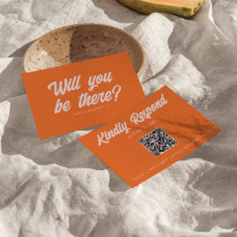 Retro Colorful Fun Funky Bold QR Code Wedding   出欠カード