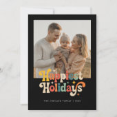 Retro Colorful Happiest Holidays Family Photo シーズンカード (正面)