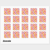 Retro Colorful Hippie Mod Flowers Pattern  スクエアシール (シート)