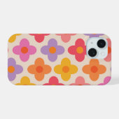 Retro Colorful Hippie Mod Flowers Pattern  iPhone 15ケース (裏面横)