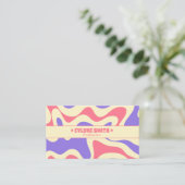 Retro Colorful QR Code Boho Groovy Monochrome  名刺 (スタンド正面)