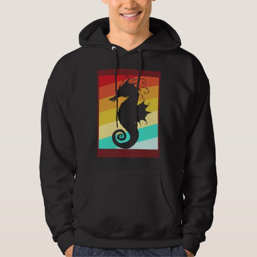 Retro Colorful Seahorse パーカ (正面)