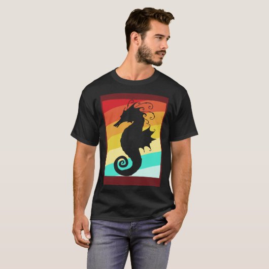 Retro Colorful Seahorse Tシャツ (正面フル)
