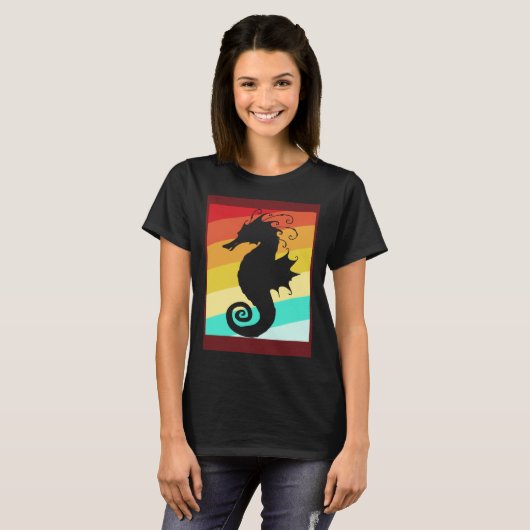 Retro Colorful Seahorse Tシャツ (正面フル)