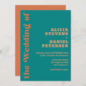 Retro colorful simple modern wedding  招待状 (正面/裏面)