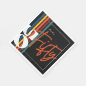 Retro Colorful Striped Fifty Birthday Party Chic スタンダードランチョンナプキン (角)