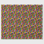 Retro Colorful Swirls Abstract Pattern Funky y2k  ラッピングペーパー (フラット)