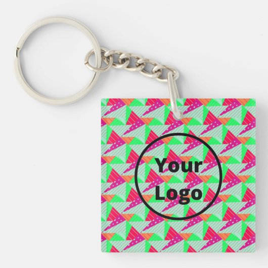 Retro colorful triiangles pattern キーホルダー (正面)