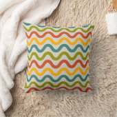 Retro Colorful Wavy Lines Pattern Minimal Abstrac クッション (ブランケット)