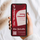 Retro colorful whimsical QR rsvp details wedding 招待状