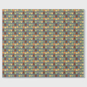 Retro Colors Bunny Shapes Pattern ラッピングペーパー (フラット)