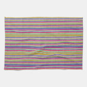 Retro Colors Textured Look Stripes キッチンタオル (横)