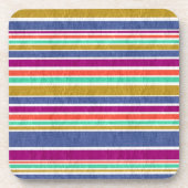 Retro Colors Textured Look Stripes コースター (正面)