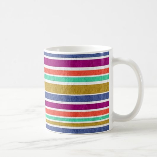 Retro Colors Textured Look Stripes コーヒーマグカップ (右)