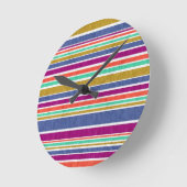 Retro Colors Textured Look Stripes ラウンド壁時計 (傾斜)