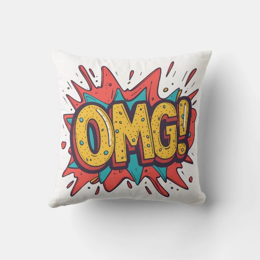 Retro Comic “OMG!” Pop Art Decorative Pillow クッション (裏面)