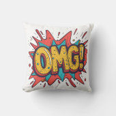 Retro Comic “OMG!” Pop Art Decorative Pillow クッション (正面)