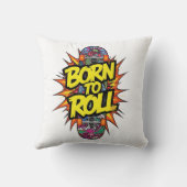 Retro Comic Style "Born to Roll" Skater クッション (裏面)