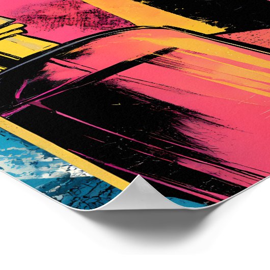 Retro Comic Style: Gold Glamour Pop Art Panel ポスター (角)