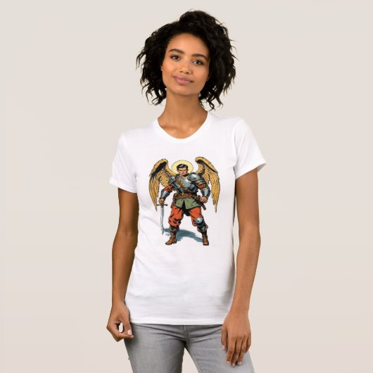 Retro Comic Style St Michael Women's Tee Shirt Tシャツ (正面フル)
