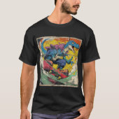 Retro Comic T-Rex Skateboarding Tシャツ (正面)