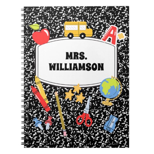 Retro Composition Notebook Back to School ノートブック (正面)