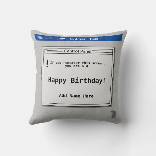 Retro Computer Screen Birthday クッション (裏面)