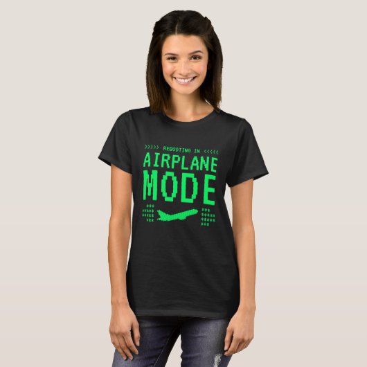 Retro Computer Style Airplane Mode T-Shirt Tシャツ (正面フル)