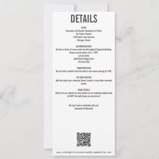 Retro Concert Ticket All-in-One Blue Wedding 招待状 (裏面)