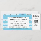 Retro Concert Ticket All-in-One Blue Wedding 招待状 (正面)