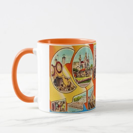 Retro Coney Island NY Postcard Mug マグカップ (左)