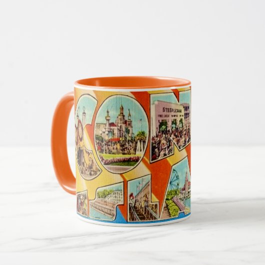 Retro Coney Island NY Postcard Mug マグカップ (正面左)
