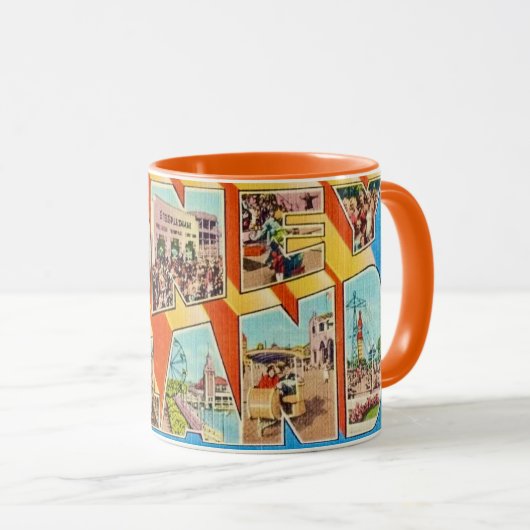 Retro Coney Island NY Postcard Mug マグカップ (正面右)