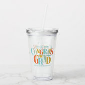 Retro Congrats Grad Graduation Black アクリルタンブラー (裏面)