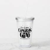 Retro Congrats Grad Graduation Black アクリルタンブラー (裏面)