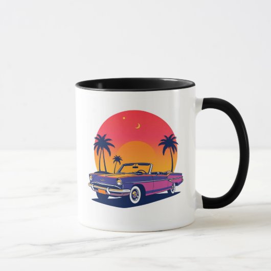 Retro Convertible Sunset Drive マグカップ (右)