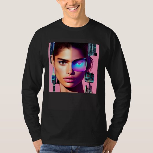 Retro Cool Colorful Futuristic Tech Astronaut  Cha Tシャツ (正面)