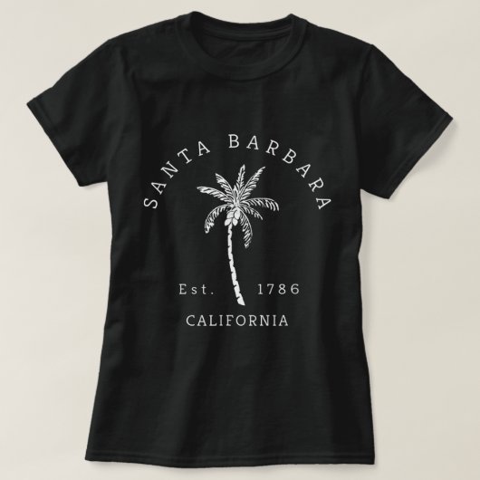 Retro Cool Santa Barbara California Palm Tree Nove Tシャツ (デザイン正面)