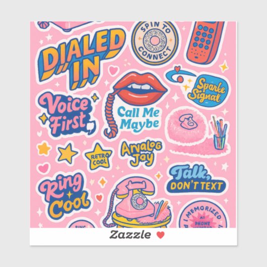 Retro Cool Talk Don't Text Pink                 シール (シート)