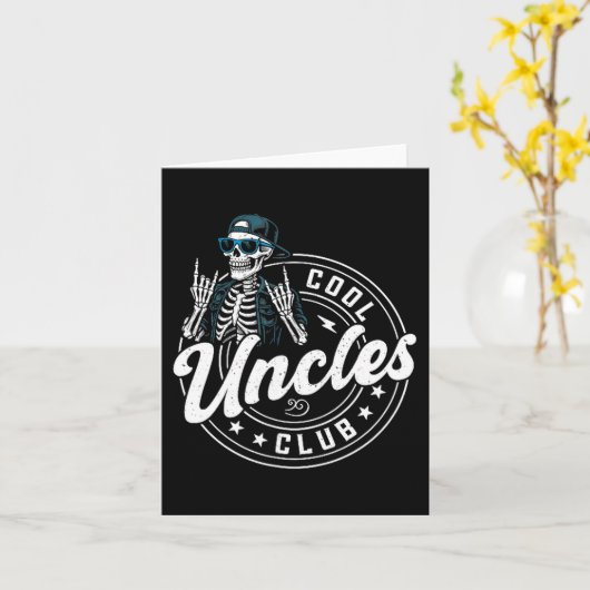 Retro Cool Uncles Club Funny Skeleton New Uncle Me カード (黄色い花)