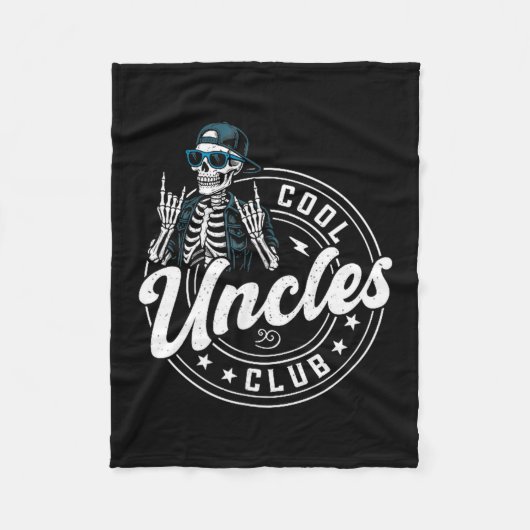 Retro Cool Uncles Club Funny Skeleton New Uncle Me フリースブランケット (正面)