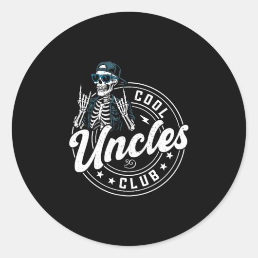 Retro Cool Uncles Club Funny Skeleton New Uncle Me ラウンドシール (正面)