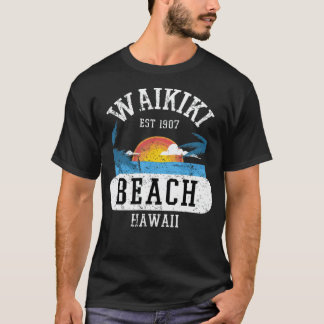 Retro Cool Waikiki Beach Hawaii Island beachball k Tシャツ
