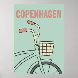 Retro Copenhagen Bicycle Art – Minimal Preppy Styl ポスター